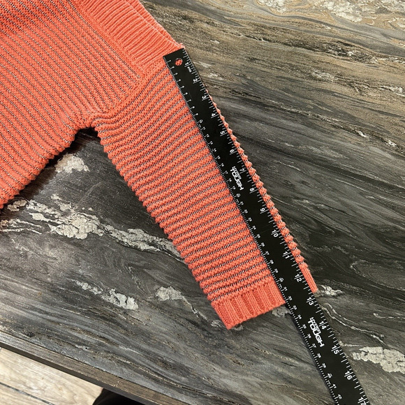 Jessica Simpson Womens Sweater Large 3/4 Sleeve Cold Shoulder Chunky Knit Orange - Picture 7 of 10